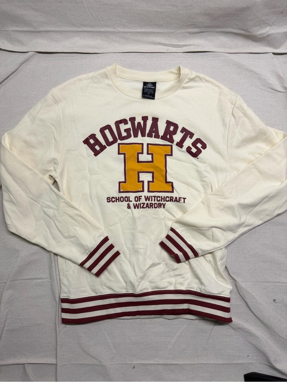 Warner Bros. Cream Hogwarts Crewneck with Burgundy & Gold Details